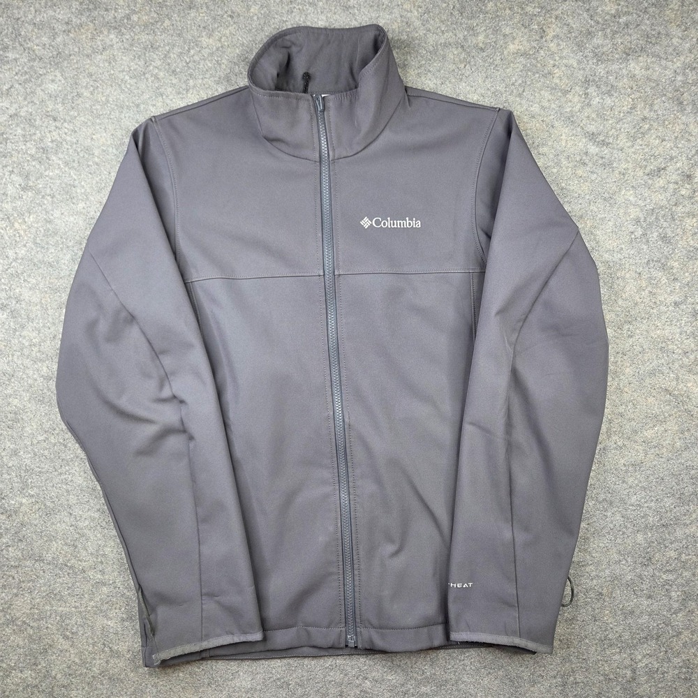 Columbia Jacket Mens Small Gray Softshell Omni-Heat Full Zip Hiking Interchange